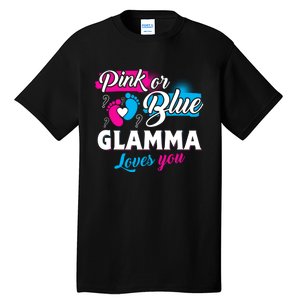 Funny Cute Pink Or Blue Glamma Loves You Gender Reveal Tall T-Shirt