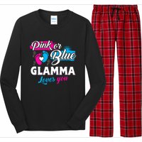 Funny Cute Pink Or Blue Glamma Loves You Gender Reveal Long Sleeve Pajama Set