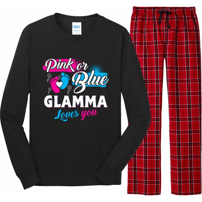 Funny Cute Pink Or Blue Glamma Loves You Gender Reveal Long Sleeve Pajama Set