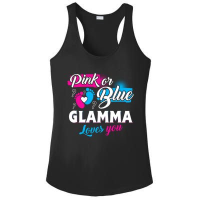 Funny Cute Pink Or Blue Glamma Loves You Gender Reveal Ladies PosiCharge Competitor Racerback Tank