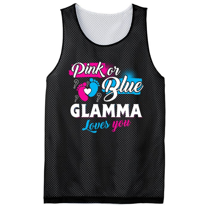 Funny Cute Pink Or Blue Glamma Loves You Gender Reveal Mesh Reversible Basketball Jersey Tank