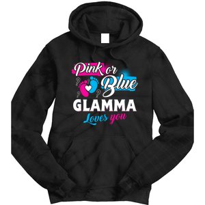 Funny Cute Pink Or Blue Glamma Loves You Gender Reveal Tie Dye Hoodie