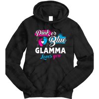 Funny Cute Pink Or Blue Glamma Loves You Gender Reveal Tie Dye Hoodie