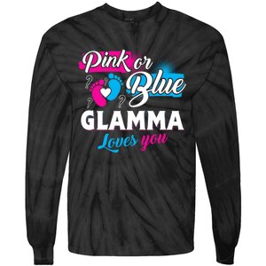 Funny Cute Pink Or Blue Glamma Loves You Gender Reveal Tie-Dye Long Sleeve Shirt