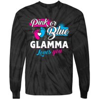 Funny Cute Pink Or Blue Glamma Loves You Gender Reveal Tie-Dye Long Sleeve Shirt