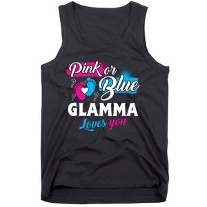 Funny Cute Pink Or Blue Glamma Loves You Gender Reveal Tank Top