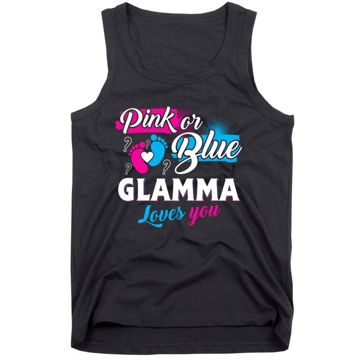 Funny Cute Pink Or Blue Glamma Loves You Gender Reveal Tank Top