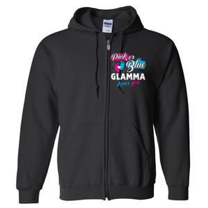 Funny Cute Pink Or Blue Glamma Loves You Gender Reveal Full Zip Hoodie