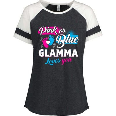 Funny Cute Pink Or Blue Glamma Loves You Gender Reveal Enza Ladies Jersey Colorblock Tee