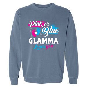 Funny Cute Pink Or Blue Glamma Loves You Gender Reveal Garment-Dyed Sweatshirt