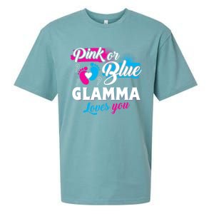 Funny Cute Pink Or Blue Glamma Loves You Gender Reveal Sueded Cloud Jersey T-Shirt