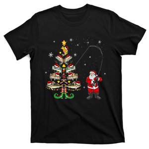 Fishermans Christmas Pajama Gift Tree Lights Merry Fishmas T-Shirt