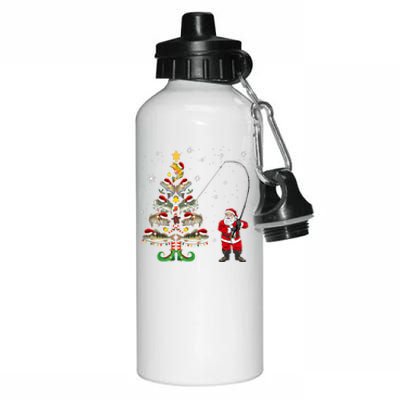 Fishermans Christmas Pajama Gift Tree Lights Merry Fishmas Aluminum Water Bottle