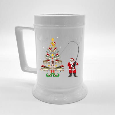 Fishermans Christmas Pajama Gift Tree Lights Merry Fishmas Beer Stein