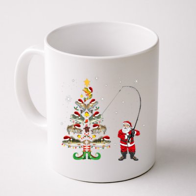 Fishermans Christmas Pajama Gift Tree Lights Merry Fishmas Coffee Mug