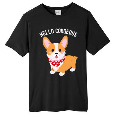 Funny Corgi Pun Hello Corgeous Valentines Day Gift Tall Fusion ChromaSoft Performance T-Shirt