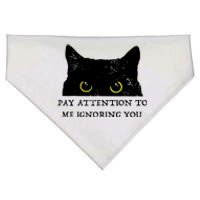 Funny Cat Pay Attention To Me Ignoring You Sarcastic Cat Mom USA-Made Doggie Bandana