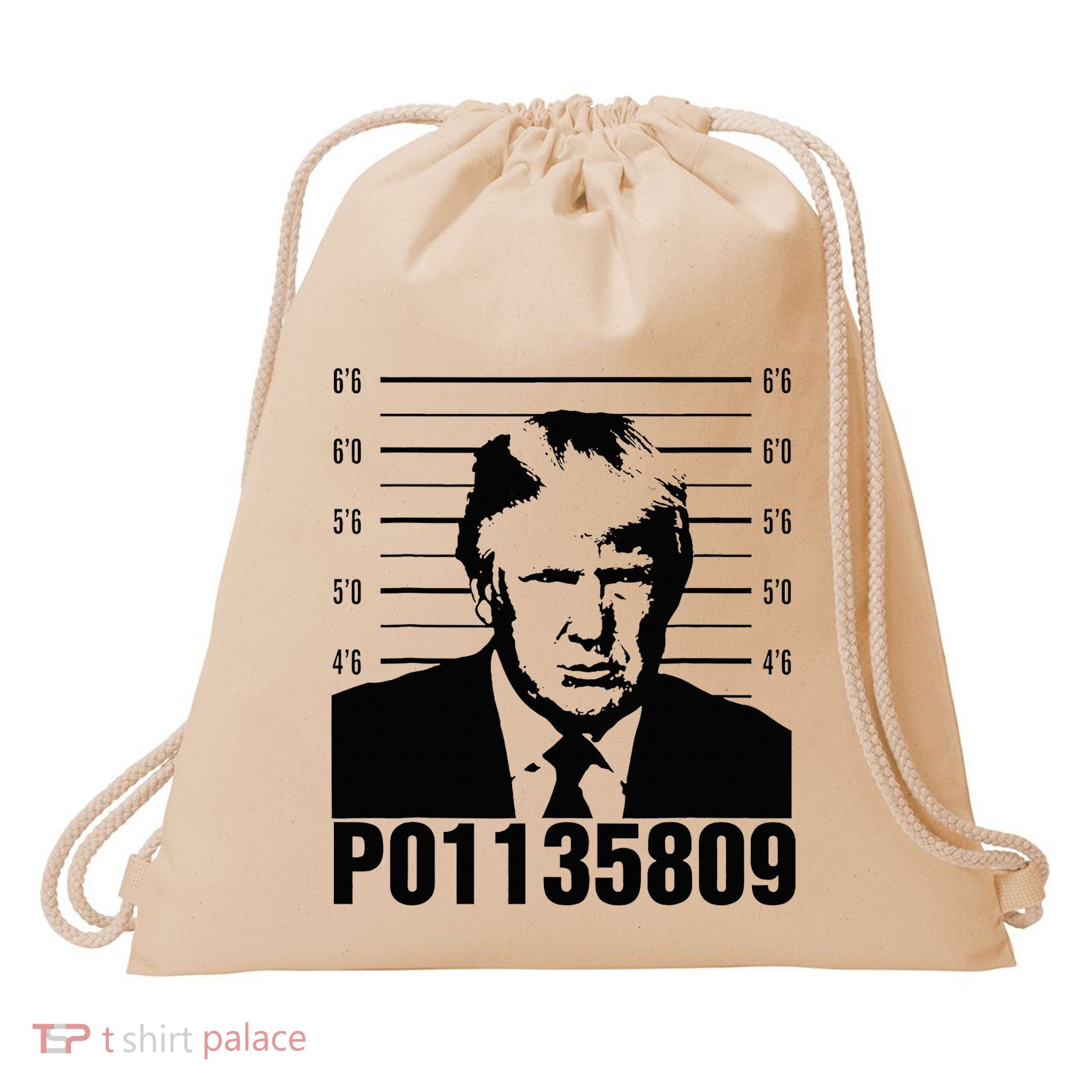 Funny Code P01135809 Trump Mug Shot Drawstring Bag