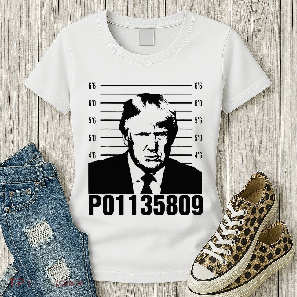 Funny Code P01135809 Trump Mug Shot Womens T-Shirt