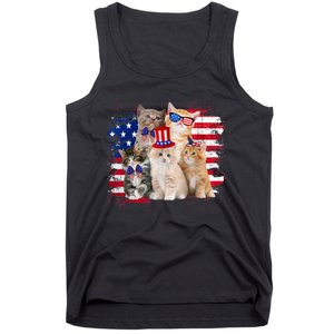 Funny Cat Patriotic USA Cat Lovers Cat Moms 4th July Tank Top