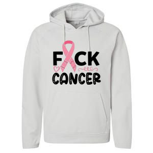 Fuck Cancer Pink Ribbon Breast Cancer Performance Fleece Hoodie