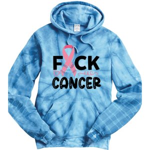 Fuck Cancer Pink Ribbon Breast Cancer Tie Dye Hoodie