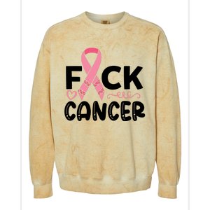 Fuck Cancer Pink Ribbon Breast Cancer Colorblast Crewneck Sweatshirt