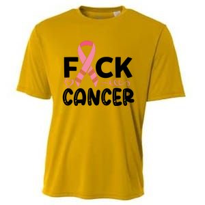 Fuck Cancer Pink Ribbon Breast Cancer Cooling Performance Crew T-Shirt