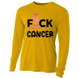 Fuck Cancer Pink Ribbon Breast Cancer Cooling Performance Long Sleeve Crew