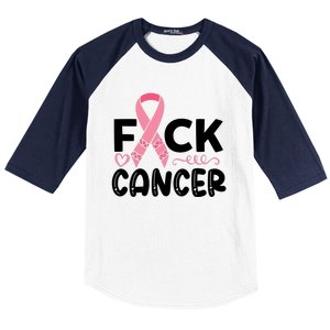 Fuck Cancer Pink Ribbon Breast Cancer Baseball Sleeve Shirt