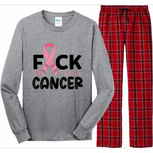 Fuck Cancer Pink Ribbon Breast Cancer Long Sleeve Pajama Set