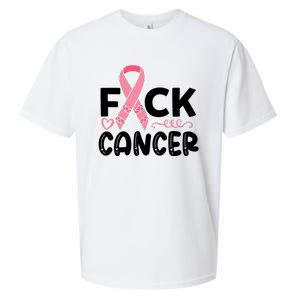 Fuck Cancer Pink Ribbon Breast Cancer Sueded Cloud Jersey T-Shirt