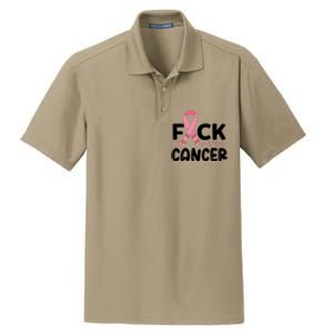 Fuck Cancer Pink Ribbon Breast Cancer Dry Zone Grid Polo