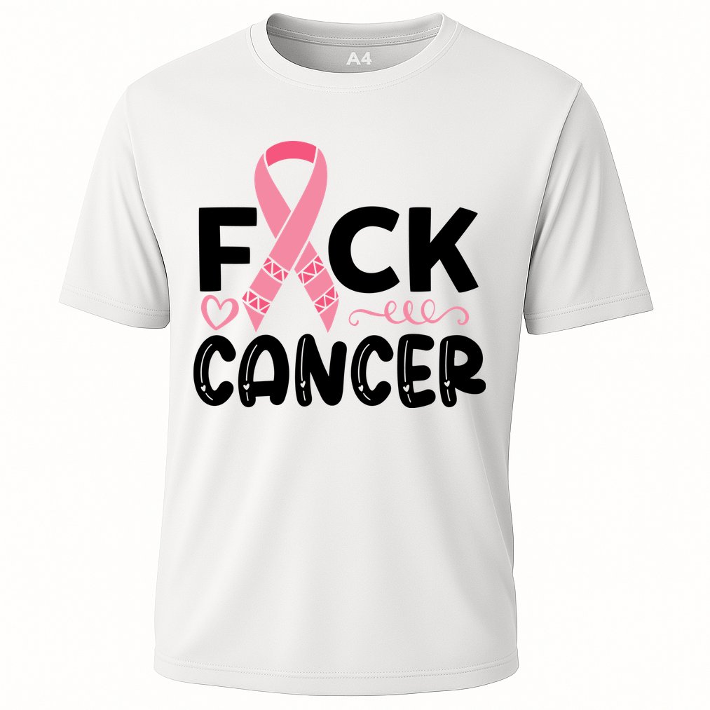 Fuck Cancer Pink Ribbon Breast Cancer Cooling Performance Crew T-Shirt