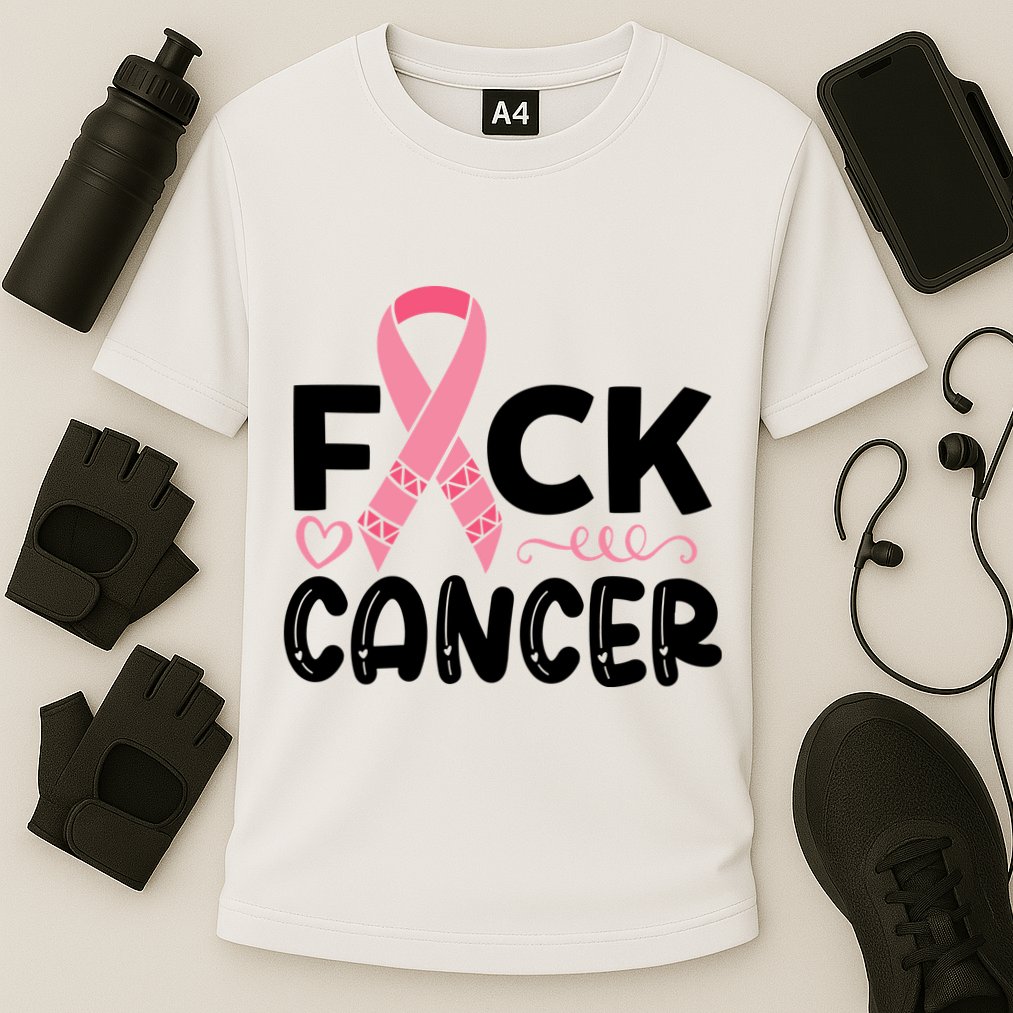 Fuck Cancer Pink Ribbon Breast Cancer Cooling Performance Crew T-Shirt