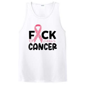 Fuck Cancer Pink Ribbon Breast Cancer PosiCharge Competitor Tank