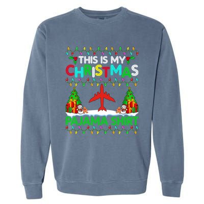 Flying Christmas Pajama Gift Airplane Pilot Xmas Holiday Gift Garment-Dyed Sweatshirt