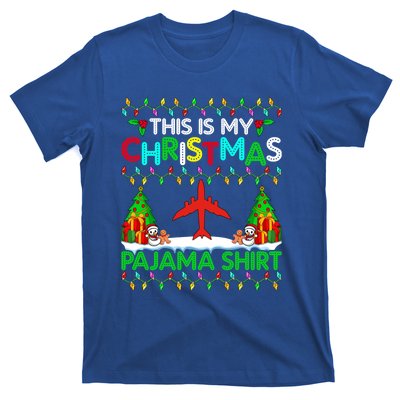 Flying Christmas Pajama Gift Airplane Pilot Xmas Holiday Gift T-Shirt