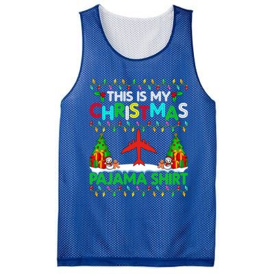 Flying Christmas Pajama Gift Airplane Pilot Xmas Holiday Gift Mesh Reversible Basketball Jersey Tank