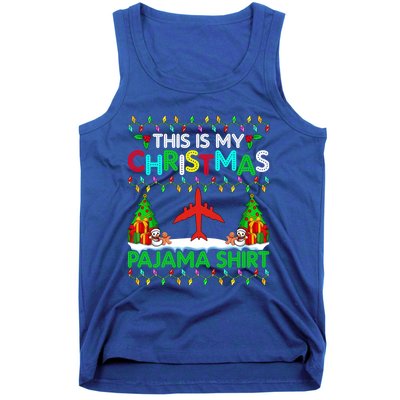 Flying Christmas Pajama Gift Airplane Pilot Xmas Holiday Gift Tank Top