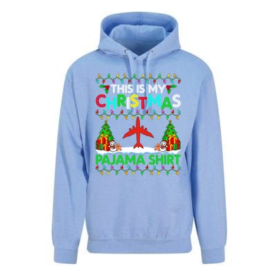 Flying Christmas Pajama Gift Airplane Pilot Xmas Holiday Gift Unisex Surf Hoodie