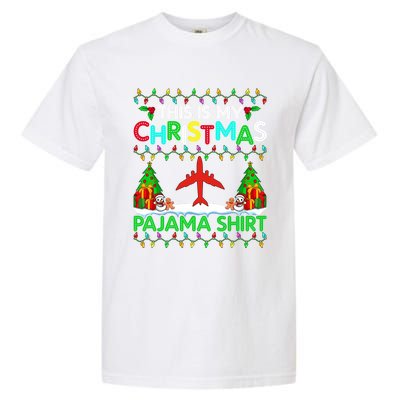 Flying Christmas Pajama Gift Airplane Pilot Xmas Holiday Gift Garment-Dyed Heavyweight T-Shirt