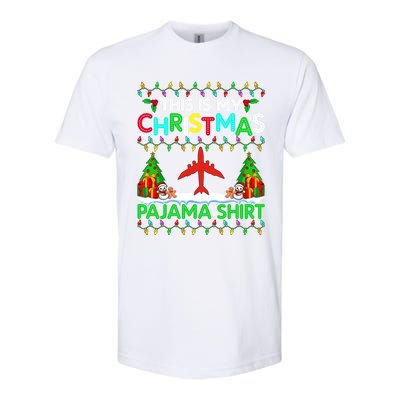 Flying Christmas Pajama Gift Airplane Pilot Xmas Holiday Gift Softstyle CVC T-Shirt