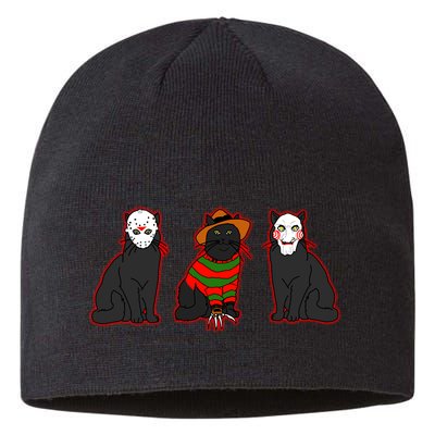 Funny Cat Parody Horror Movie Black Cat Sustainable Beanie