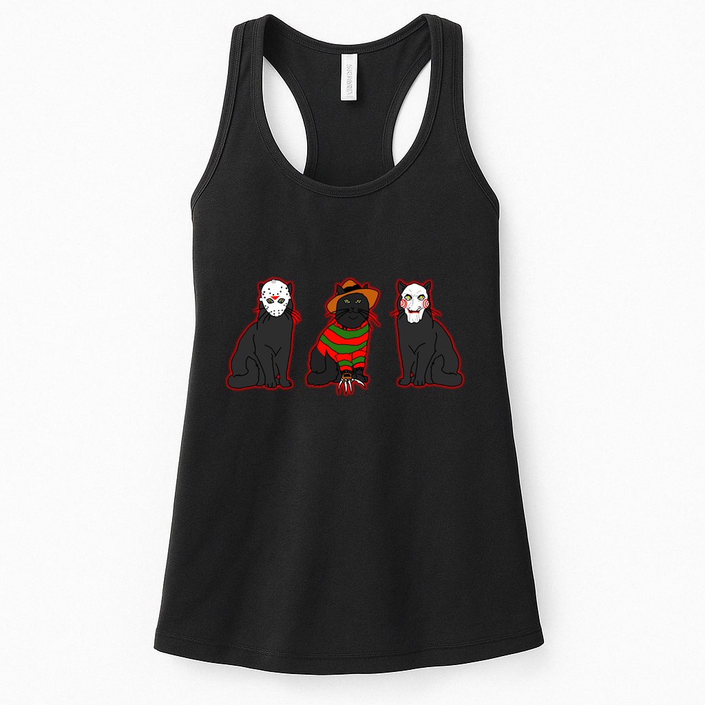 Funny Cat Parody Horror Movie Black Cat Womens Tank Top