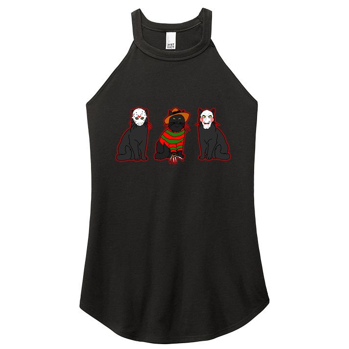 Funny Cat Parody Horror Movie Black Cat Women's Perfect Tri Rocker Tank