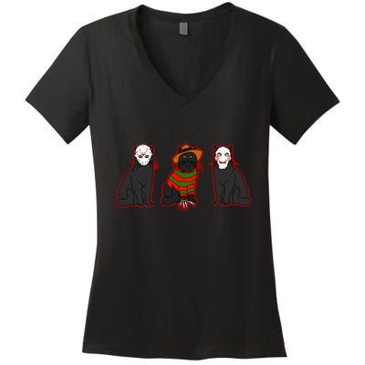 Funny Cat Parody Horror Movie Black Cat Women's V-Neck T-Shirt