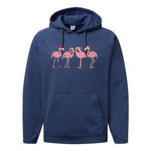 Flamingo Christmas Pink Gift Performance Fleece Hoodie