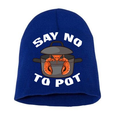 Funny Crawfish Pun Lobster Say No To Pot Cute Lobster Gift Short Acrylic Beanie