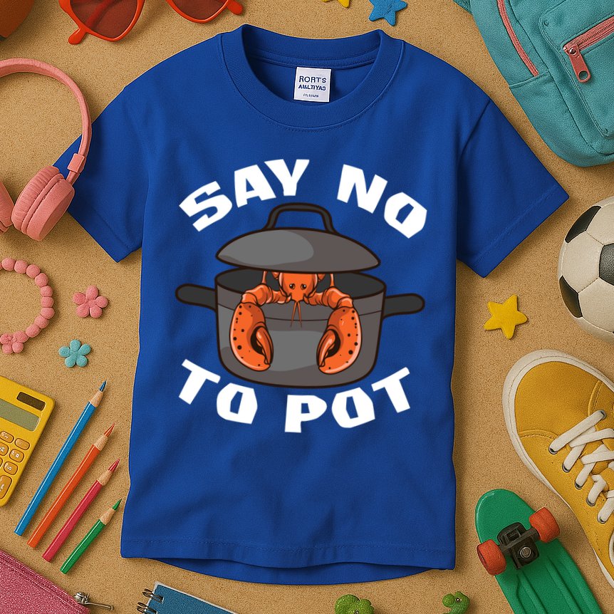 Funny Crawfish Pun Lobster Say No To Pot Cute Lobster Gift Kids T-Shirt